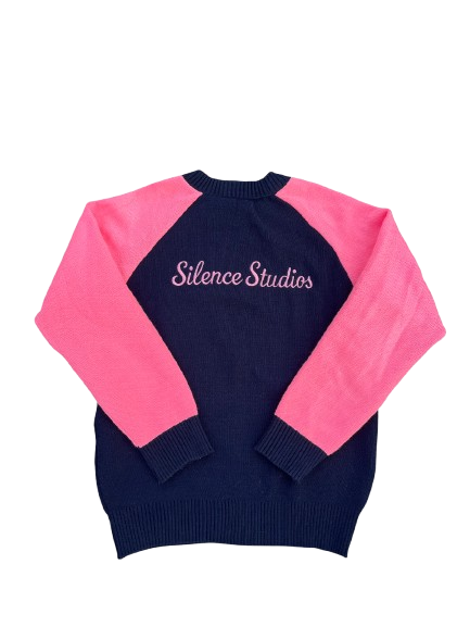Raglan Knit Sweater (Navy Blue/Pink)