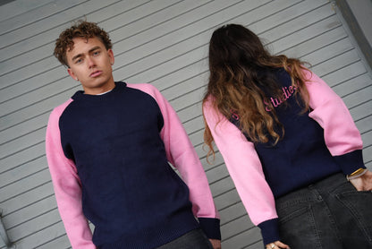Silence Knit Sweater (Navy Blue/Pink)