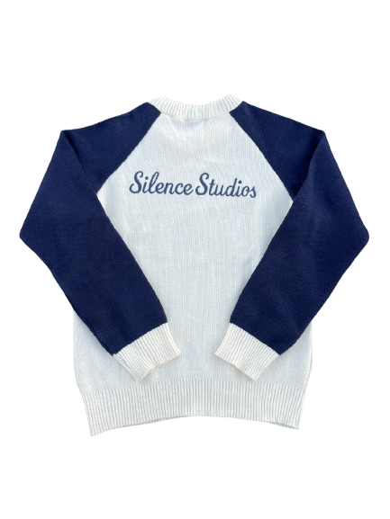 Raglan Knit Sweater (Navy Blue/White)