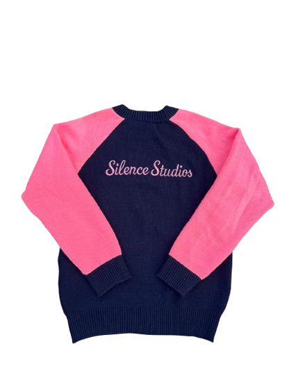 Silence Knit Sweater (Navy Blue/Pink)