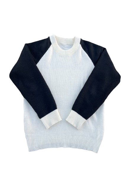 Raglan Knit Sweater (Black/White)