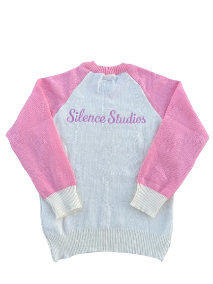 Raglan Knit Sweater (Light Pink/White)